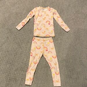 Nordstrom Pink and Yellow Rainbow Glow in the Dark Kids Pajama Set